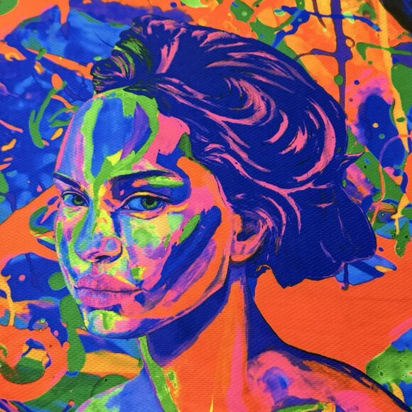 Aofmoka Blacklight Fluorescent UV Tshirt Men Size S Women Faces Neon Club Party - Picture 4 of 11